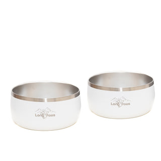 Lunar Dog Bowls - Food & Water Bowl Set - White