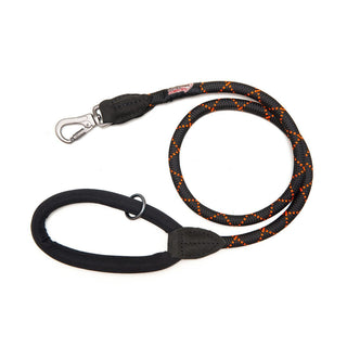 Long Paws Comfort Rope Leash, Locking Clip, Black/Orange