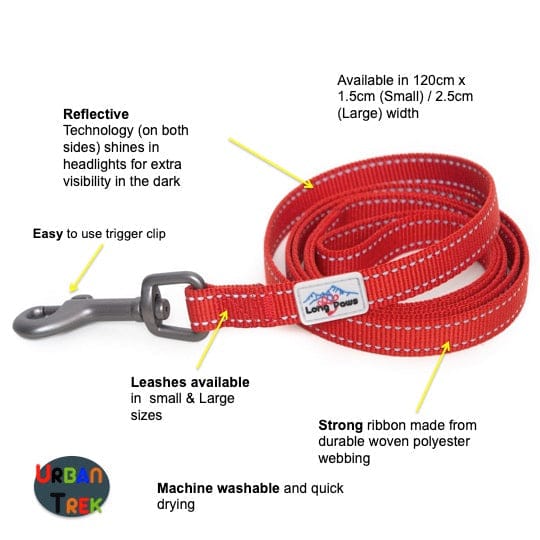 Reflective Dog Leash - Red